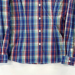 Panhandle Women's Button Up Shirt Fitted Western Cowgirl Plaid Blue Size S