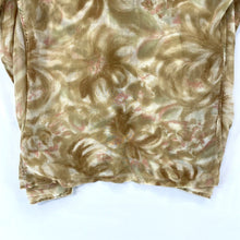 The Mad Shirter Women's Button Blouse Sheer 70s Collar Swirl Pink Beige Size 12