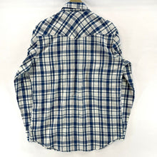 Saddlebrook Men's Button Up Shirt Western Pearl Snap Plaid Blue White Vtg Size M