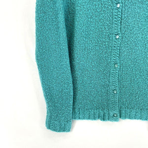 National Women's Knit Sweater Cozy Button Cardigan Teal Blue Size L