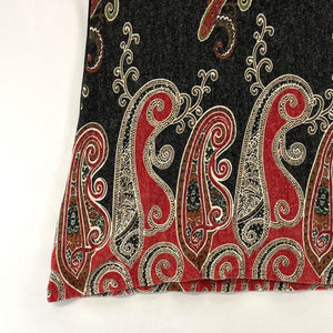 Papillon Women's Knit Sweater Dress Boho Hippie Paisley Red Gray Size S