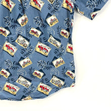 Natural Issue Men's Button Up Shirt Hawaiian Motorcycle Car Stamp Blue Size S