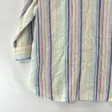 Chico's Women's Linen Blouse Striped Button Up Tunic Flowy Lightweight Size 1