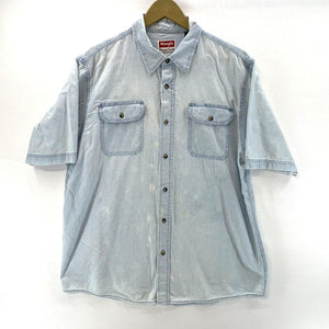 Wrangler Men's Denim Button Up Shirt Distressed  Size L